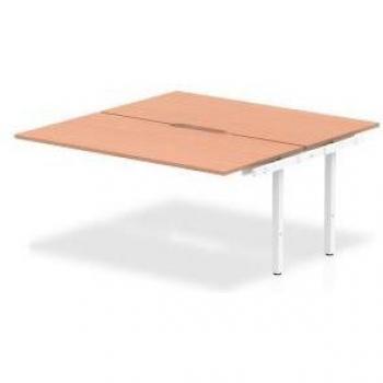 B2B Ext Kit White Frame Bench Desk 1600 Beech BE188