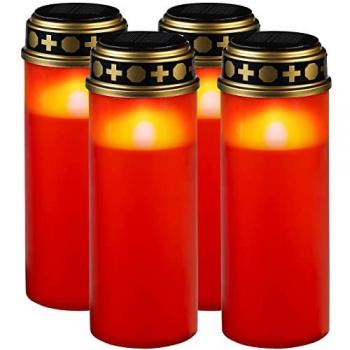 Set de 4 Lanternes Solaires Funéraires Rouge PEARL LED Flamme