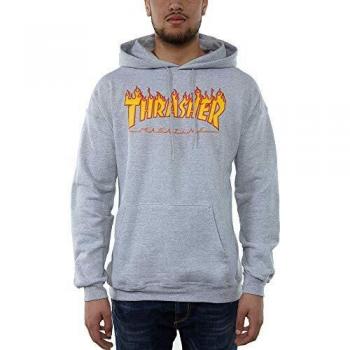 Felpa Thrasher Flame con Cappuccio Grigia