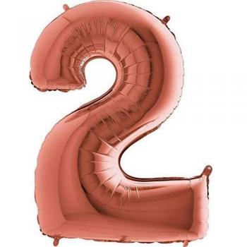 Palloncino 40 Mylar Rosa Dorado Número 2