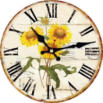 Vintage Rose and Sunflower Wall Clock