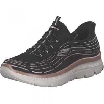 Black & Rose Gold Summit Slip‑In Sneaker – Vegan, Machine Washable, Size 10