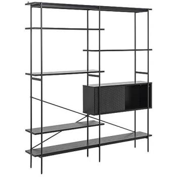 Angus Black Bookcase with 1 Sliding Door and 5 Shelves