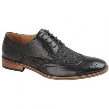 Men's Black Leather Brogue Gibson Shoe by Goor