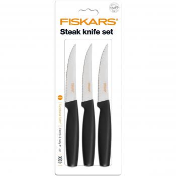 Fiskars Steakmesser-Set 3-teilig, Schwarz, Qualitätsstahl