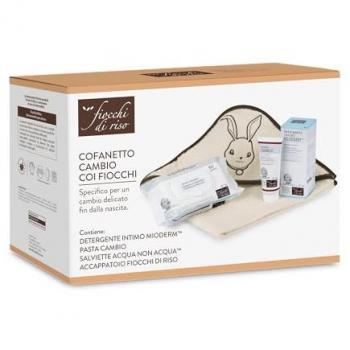 Fiocchi di riso cofanetto cambio detergente intimo mioderm 240 ml + pasta cambio 100 ml + acqua non acqua salviette detergenti 60 pezzi