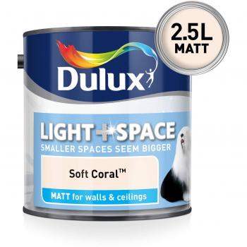 Dulux 500004 Light & Space Matt Emulsion Paint Soft Coral 2.5L