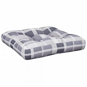 Cuscino per Pallet Grigio a Quadri 58x58x10 cm in Tessuto