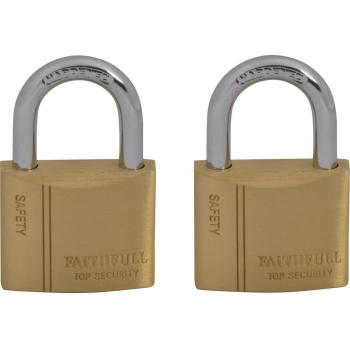 Faithfull FAIPLB40KA Brass Padlock Keyed Alike 2 x 40mm