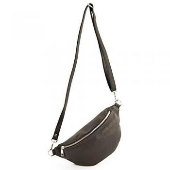 Graphitgraue Modamoda T211 Mittelgröße Bauchtasche aus weichem Leder