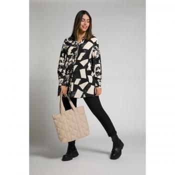 Camicia a effetto patchwork, scollo tunica, maniche lunghe, donna, taglia 64/66, Ulla Popken