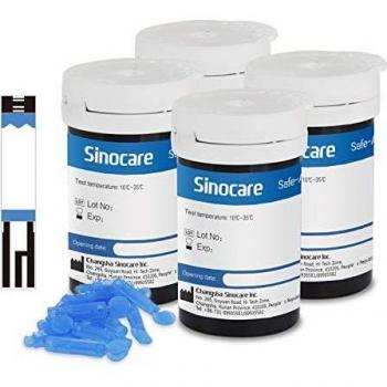 Sinocare Striscia reattiva per glicemia, 100 Strisce e 100 Lancette