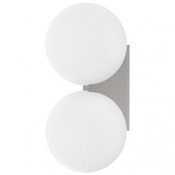 Applique à double sphère en verre opale avec base chromée Argent 16x31x15cm