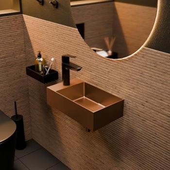 Brushed Copper 304 Hand Basin – Ceramia Timeless Series, 40×22×11 cm