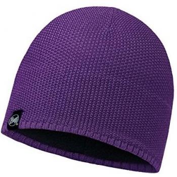 Strick‑Buff Kopfbedeckung Laska Plum/Black für Erwachsene (One Size)
