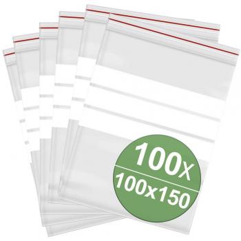 Clear PE Grip & Seal Bag with Writing Surface 100 mm × 150 mm