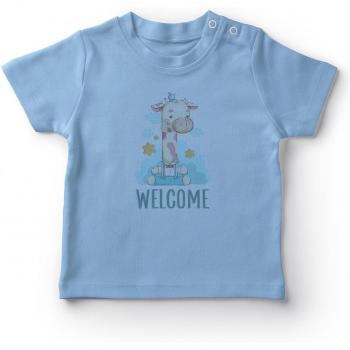 T-shirt bleu pour garçon bébé avec motif girafe