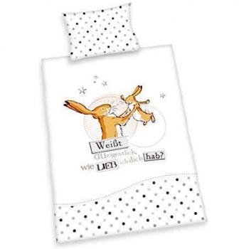 Herding Parure de Lit Savez-Vous Combien Je Vous Aime, 100% Coton, Renforcé, Blanc, 40 x 60 cm/ 100