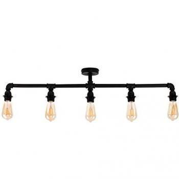 5-Way Industrial Style Black Bar Light
