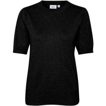 Saint Tropez Damen Pullover „MilaSZ SS“ – Rundhals, schwarz, kurzarmig