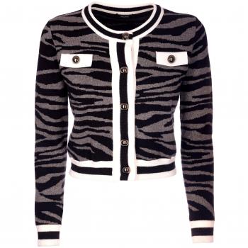 Cardigan jacquard animalier cropped