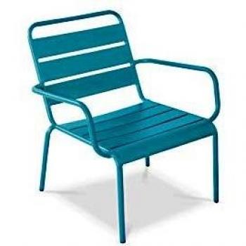 Poltrona bassa da giardino in acciaio blu Oviala