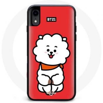 BTS Bangtan Boys iPhone XS Case with BT21 RJ Jin Red Background