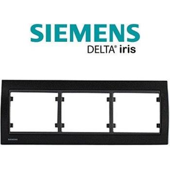 Plaque Triple Siemens Delta Iris Noir Texturé