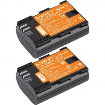 Dual Charger with 2x 2650mAh LP-E6 Batteries for Canon 5D, 5DS, 7D, 60D, 70D, 80D