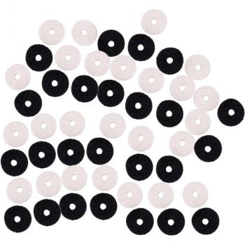 50 pièces de rondelles en feutre pour sangle de guitare, blanc + noir