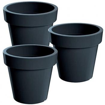 3 Macetas Lofly antracita 19,6 x 19,6 x 18,1 cm