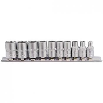 Draper 1/4 Sq. Dr. Metric Sockets on Metal Rail (10 piece) | 16398