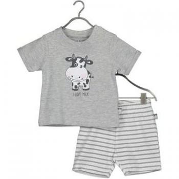 Set Infantile Blue Seven: Top Milk + Short Medio Grigio