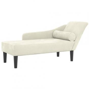 Chaise Longue Velluto Crema con Cuscini