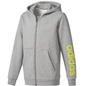 Adidas Jungen Essentials 3-Streifen Linear Kapuzenjacke, Grigio (Größe: 128)