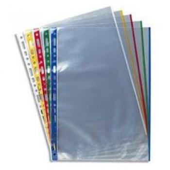 Pochettes Perforate A4 con Bordo Colorato Rosso in Polyproplene