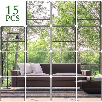 15 Pcs Removable Square Acrylic Mirror Decals