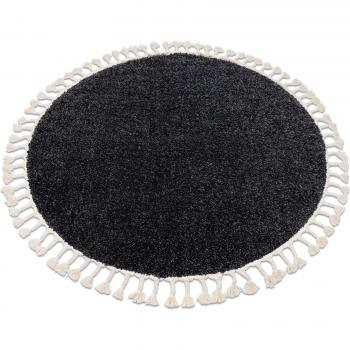 Tapis Cercle Berbère Gris avec Franges 160 cm