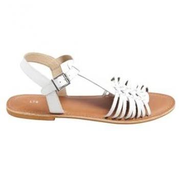 Long Tall Sally Women’s Leather Fisherman Sandals, White, Size 9