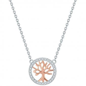 Rafaela Donata Women's Silver and Rose Gold Necklace with White Zirconia