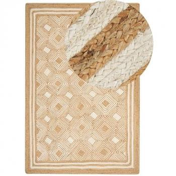 Tappeto area 200 x 300 cm Beige Juta intrecciato boho