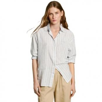 Camisa Cropped Estilo Jeans Rayas para Mujer