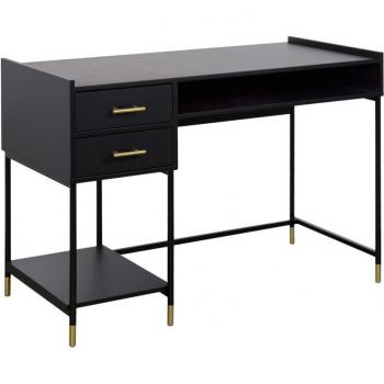 Scrivania Tedy, L 110 x H 78.5 x P 55 cm, colore nero, con 2 cassetti