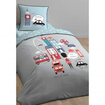 Set de couette et taie Kids British Morning – 140x200 cm / 63x63 cm