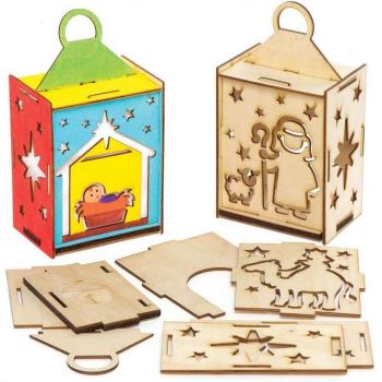 Traditional Nativity Wooden Lantern Kits (Pack of 3) Christmas Crafts