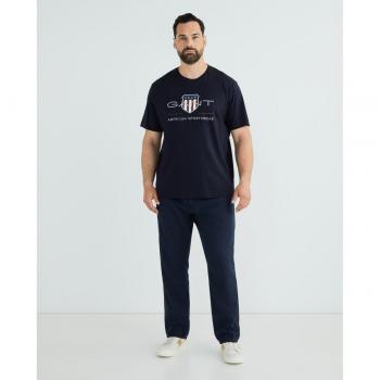 Camisa Gant Hombre “Shield” – Cuello Redondo, Manga Cortas, Versión Negro y Blanco