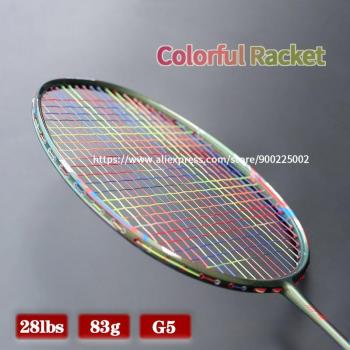 G5 Ultralight Full Carbon Fiber Badminton Racket with Colorful Strings and Bag 22-28LBS 4U