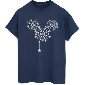 Mickey Mouse Spider Web Head Boyfriend Tee, Navy – Women's Size 2XL