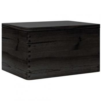 VidaXL Solid Pine Black Wooden Storage Box with Lid 40x30x23 cm
