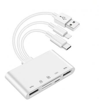 Adaptateur OTG USB caméra multi‑mémoire – Lecteur cartes SD/TF – compatible iPhone/iPad